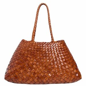 NEVER WORN HANDMADE LEATHER Chic Tan Woven Tote Bag